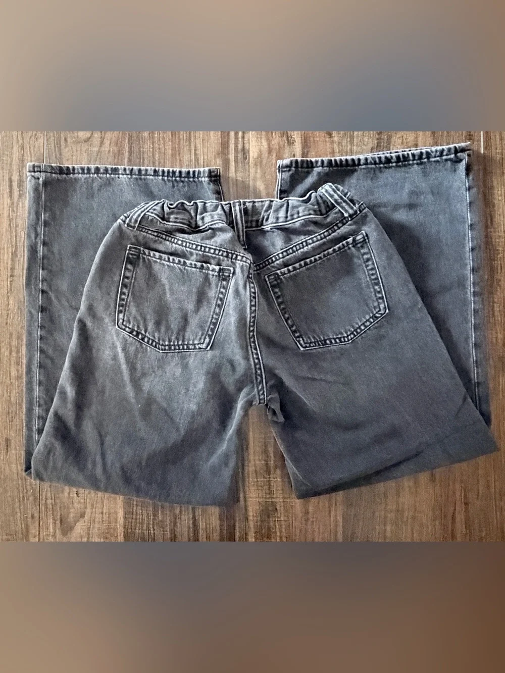 Old Navy Girls Size 12 High Rise Super Baggy Wide Leg Jeans Washed Black Denim